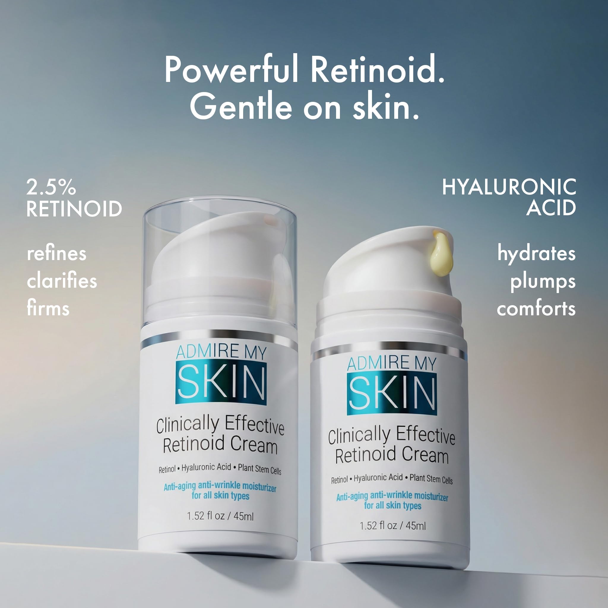 Admire My Skin Potent Retinoid Cream in use during a nightly skincare routine.