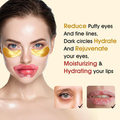 Adofect 24K gold eye masks close-up highlighting luxurious under-eye care
