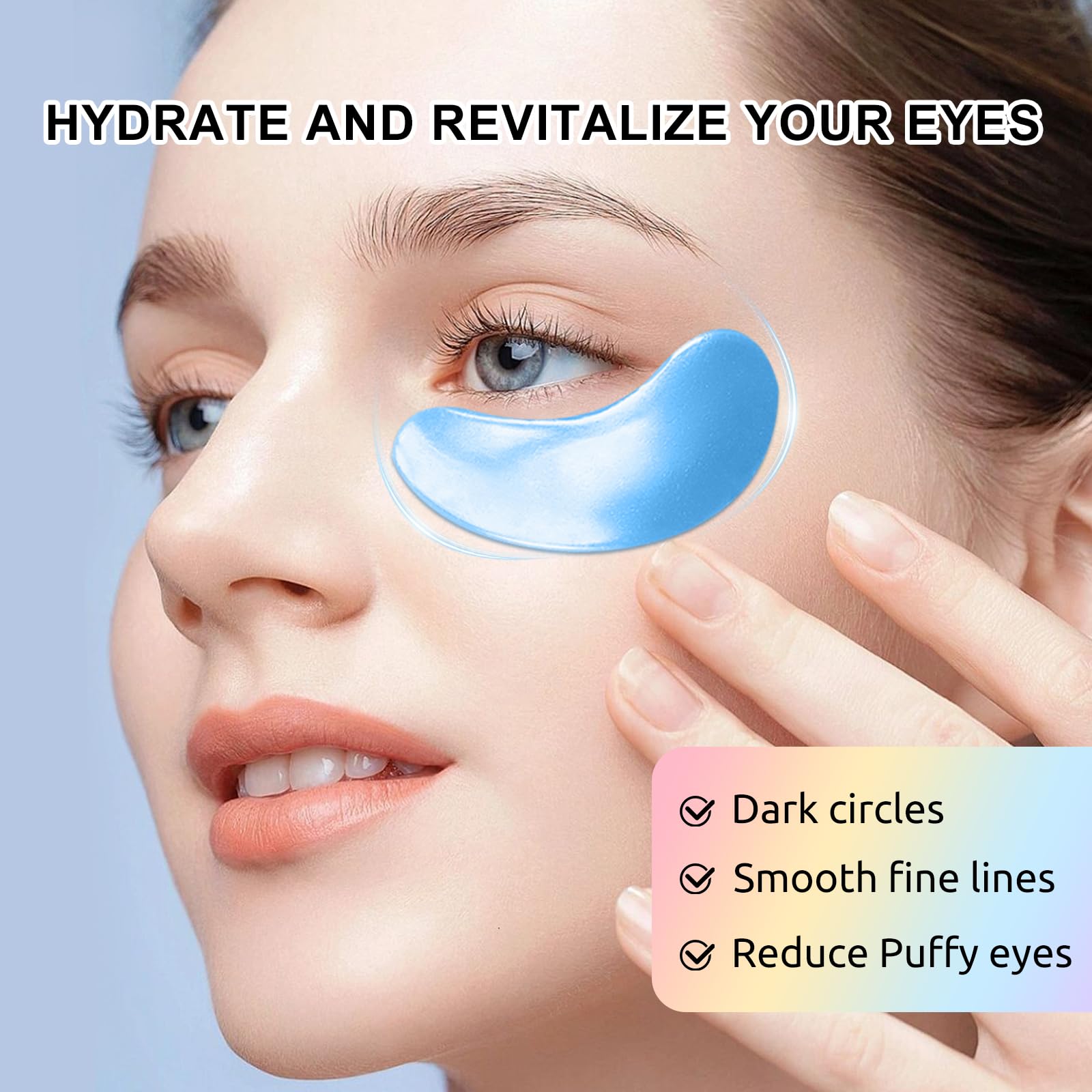 Adofect under-eye patches pink pack displayed to suggest hydration and refreshment.