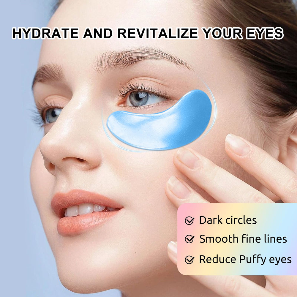 Adofect under-eye patches pink pack displayed to suggest hydration and refreshment.