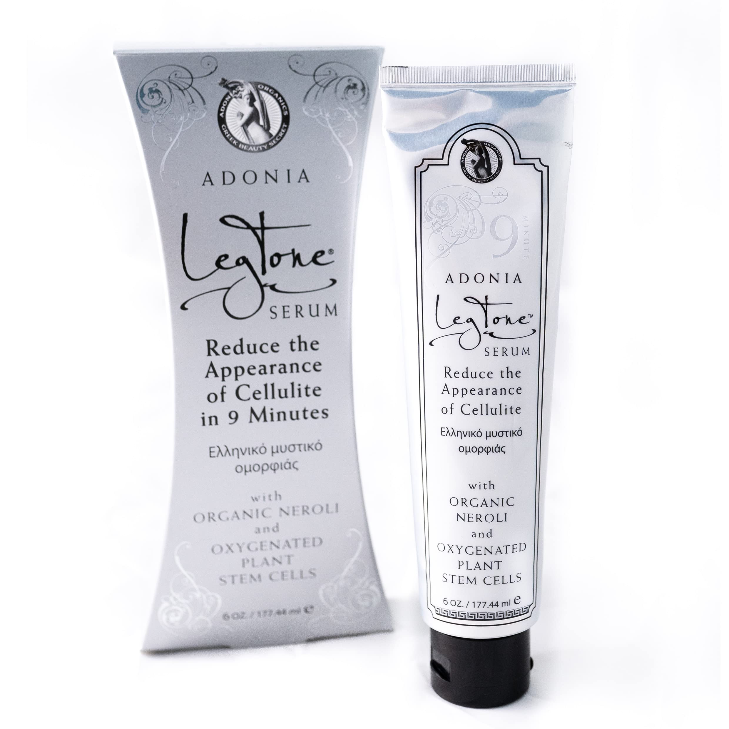 Adonia Organics LegTone jar close-up showing a lightweight plant-based formula for smooth skin