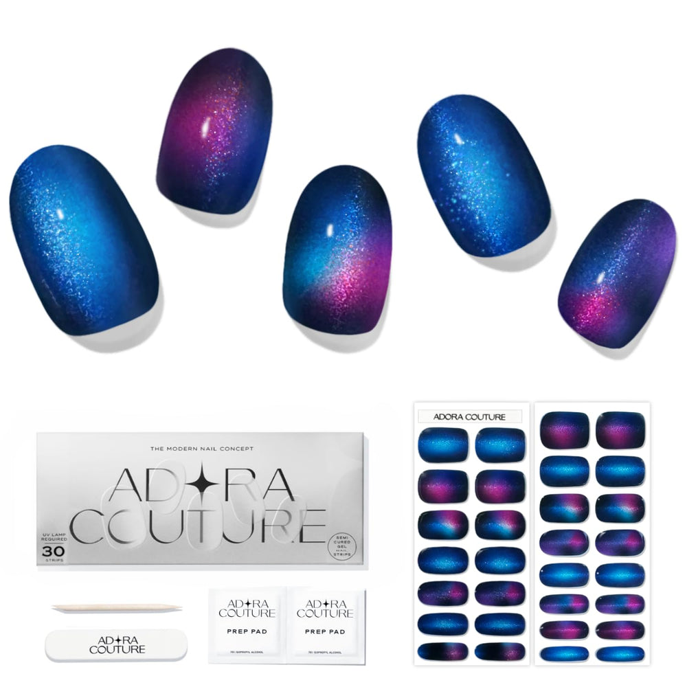 Adora Couture Constellation gel nail strips pack enables an at-home salon manicure.