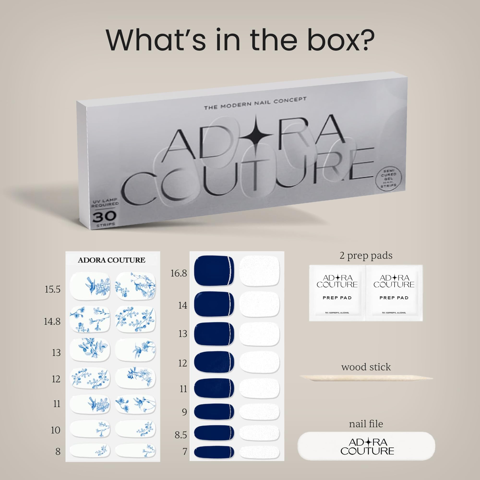 Adora Couture gel strips on nails show a glossy finish