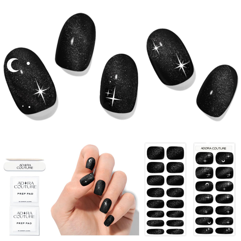 Adora Couture Apollo kit close-up showing gel strips with prep pads for at-home manicure.