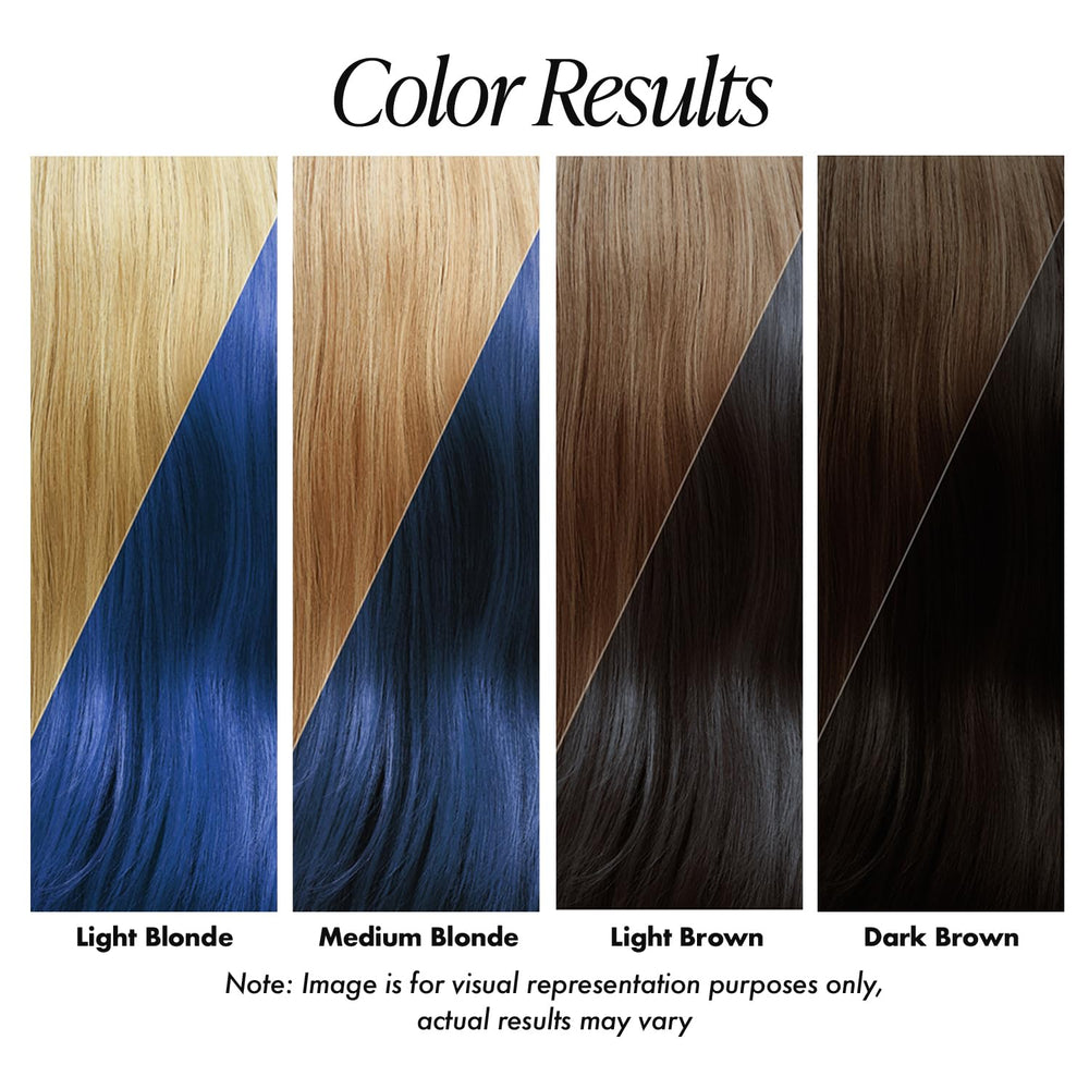 Adore Sapphire Blue dye application on various hair textures.
