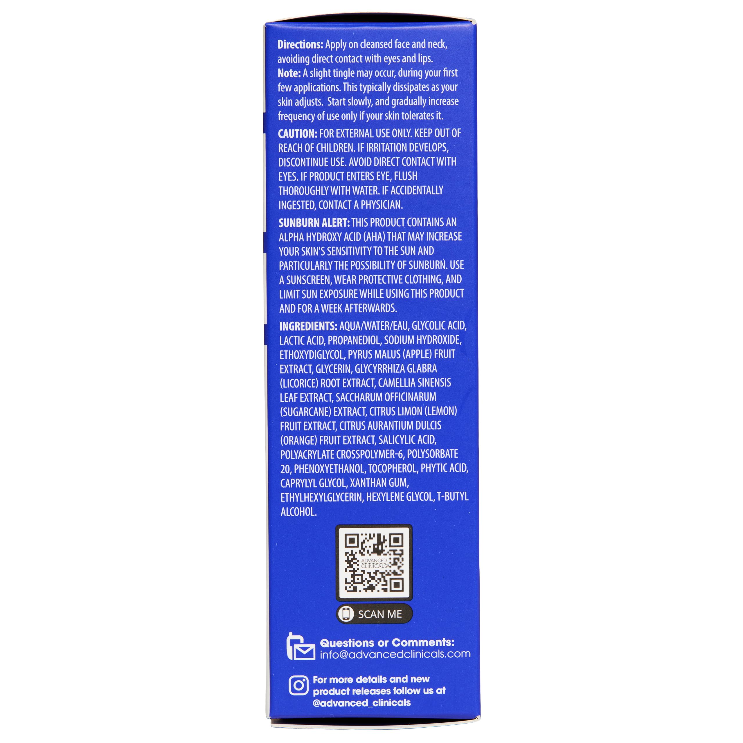 1.75 fl oz Advanced Clinicals bottle ready for daily exfoliation.