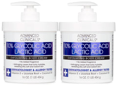 Advanced Clinicals 10% Glycolic Lotion bottle shown for smoother, more even skin.