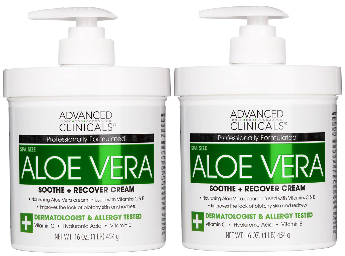 Advanced Clinicals Aloe Vera Lotion bottle with pump delivers deep hydration for dry skin.