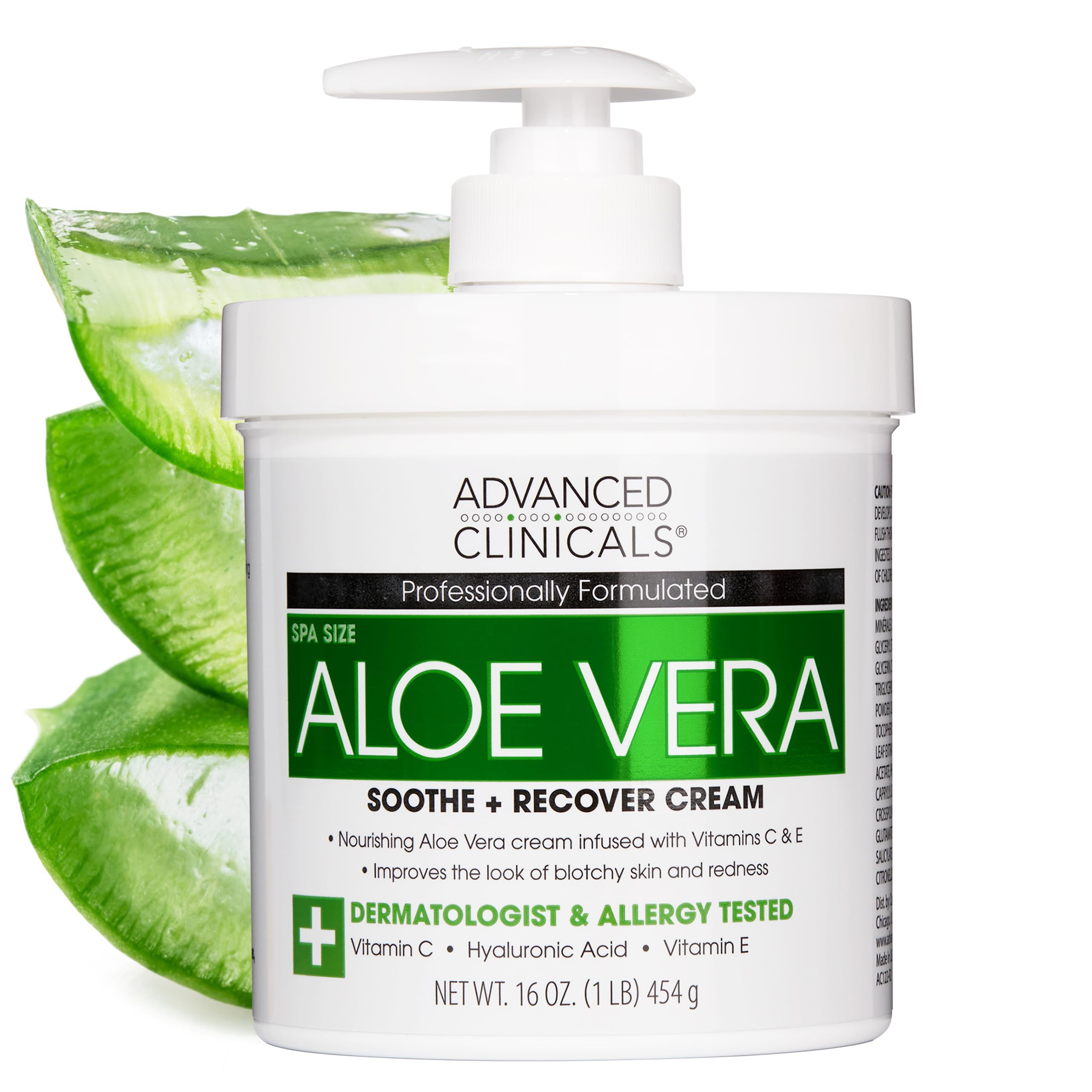 Advanced Clinicals Aloe Vera Lotion bottle highlights the hydrating formula for dry skin.