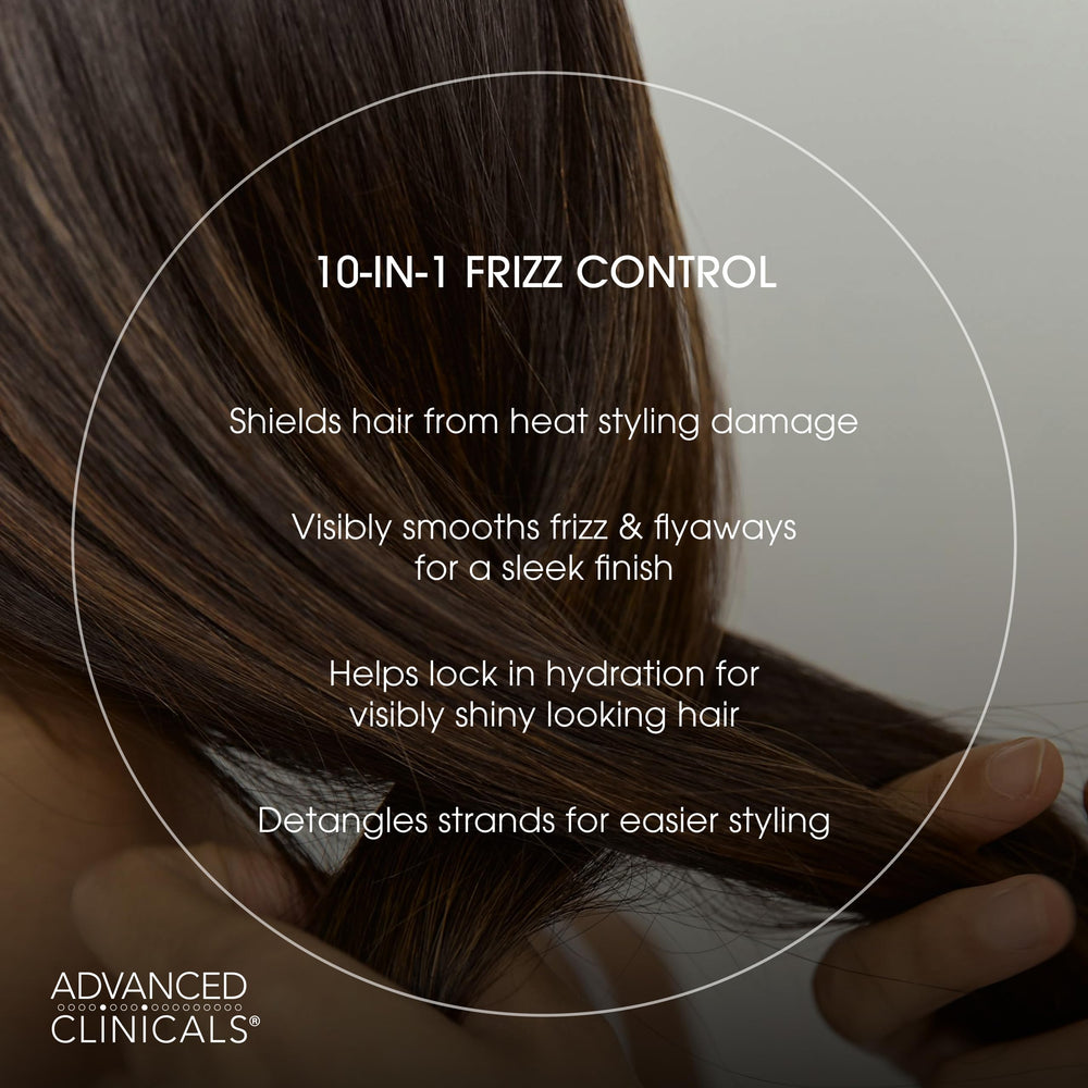 Advanced Clinicals anti-frizz cream smoothing hair after application on damp strands