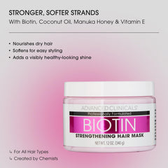 Creamy texture of Advanced Clinicals Biotin Hair Mask on damp hair for smoother styling.