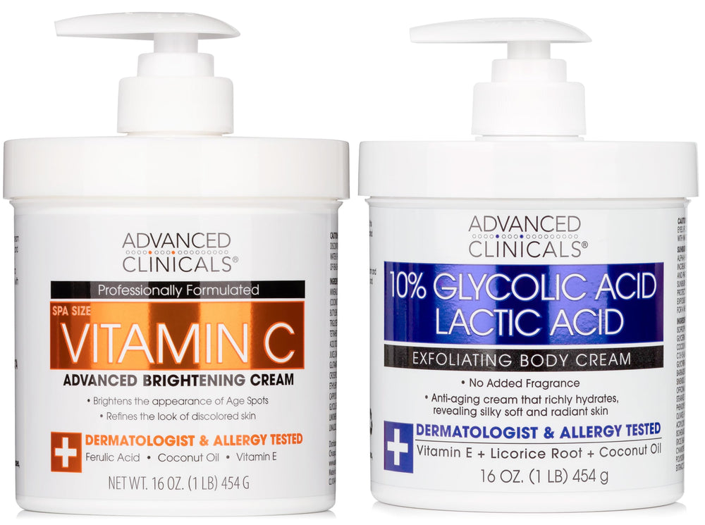 Advanced Clinicals brightening vitamin C body cream for radiant, even toned skin