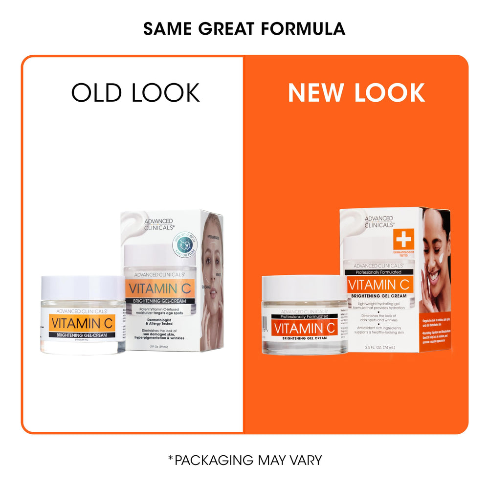 Glossy finish from Advanced Clinicals gel-cream suggests moisturized skin.