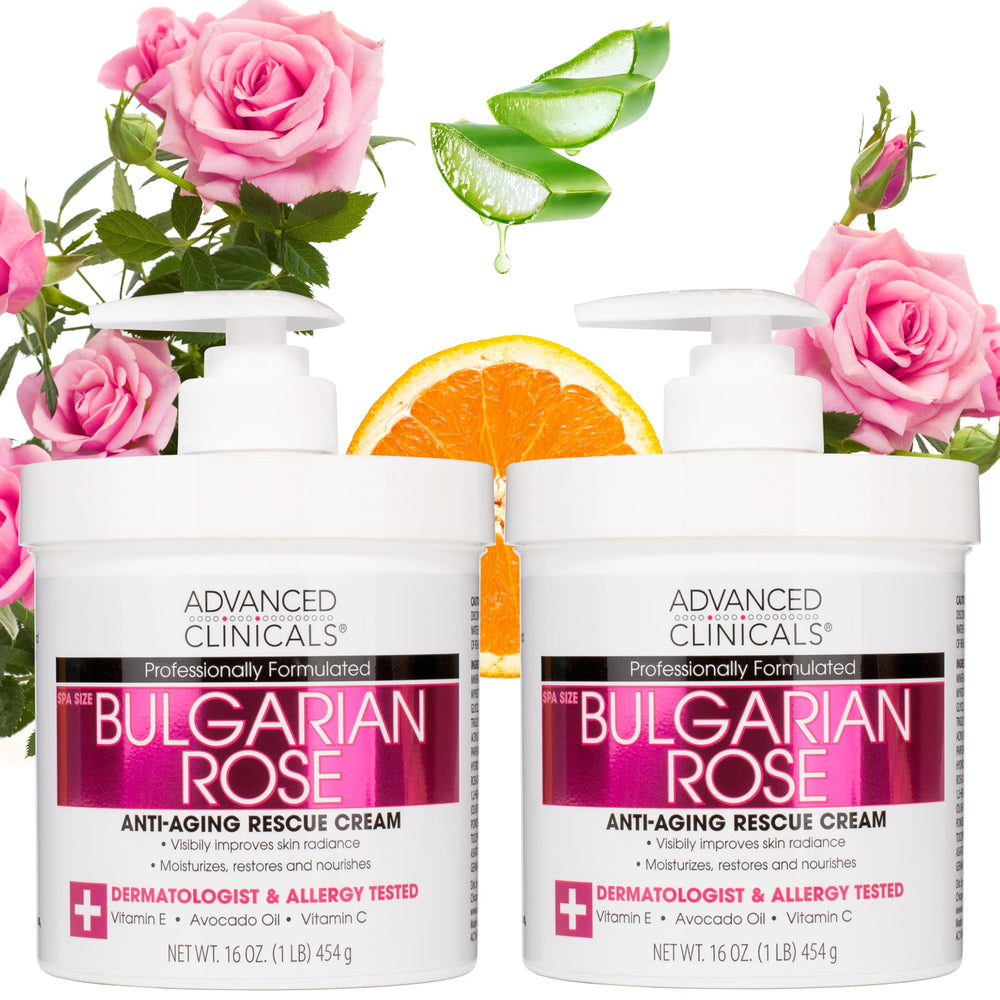 Advanced Clinicals Bulgarian Rose Lotion bottle for daily hydrating skincare.
