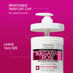 Advanced Clinicals Bulgarian Rose Lotion cream spread showing creamy texture