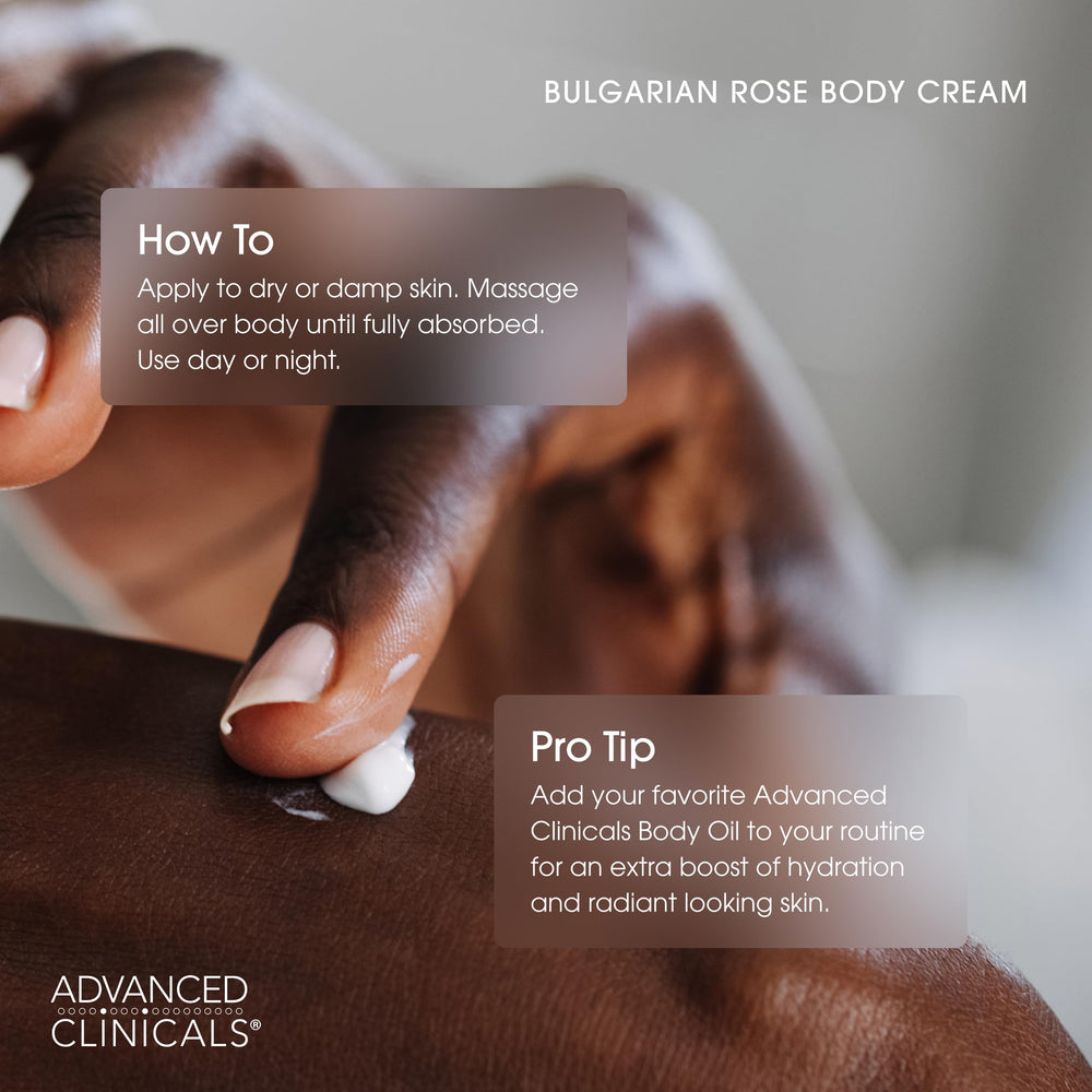 Advanced Clinicals Bulgarian Rose Lotion vanity setup for premium skincare ritual