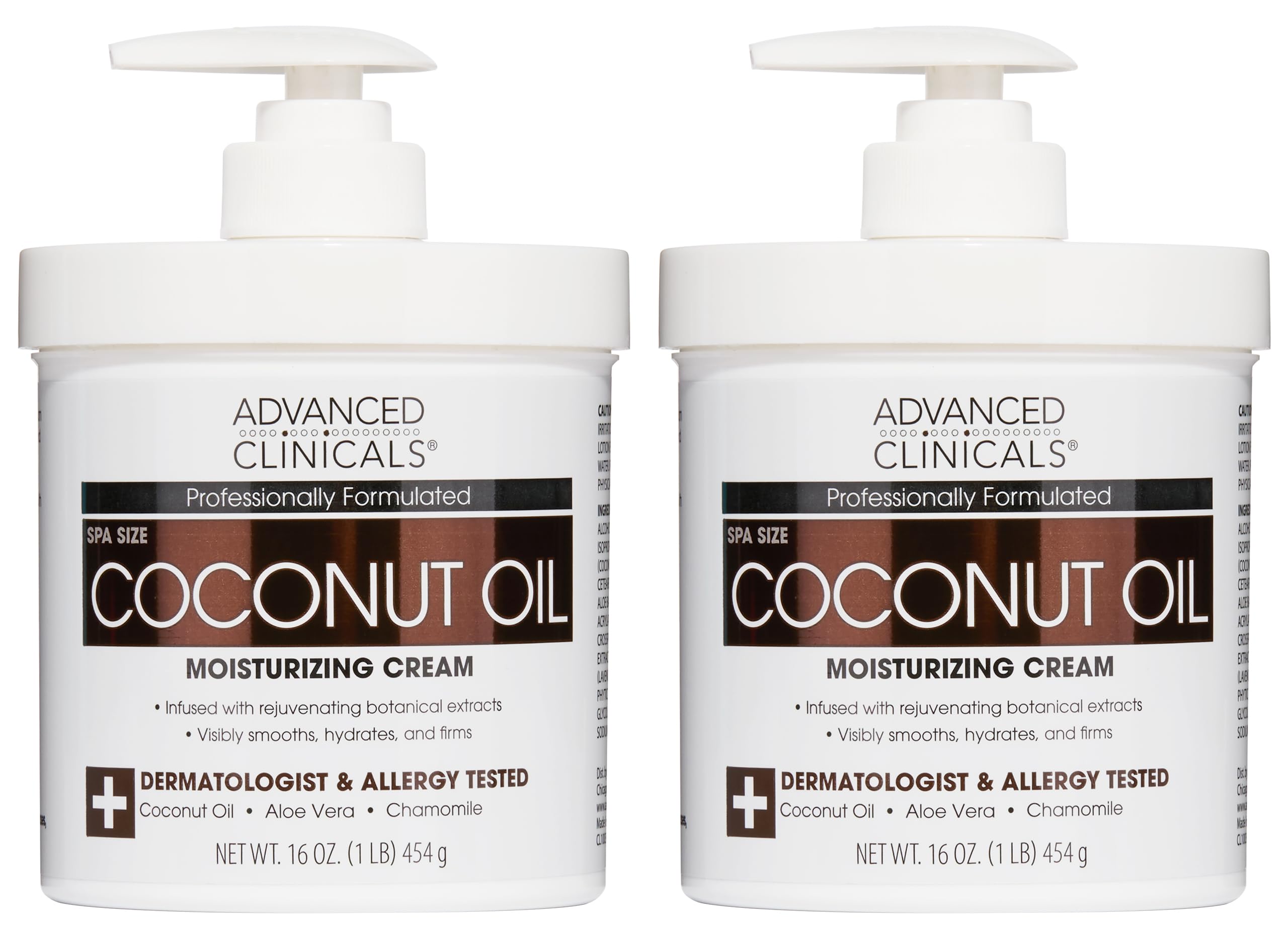 Advanced Clinicals Coconut Oil Body Cream bottle with pump for deep hydration.