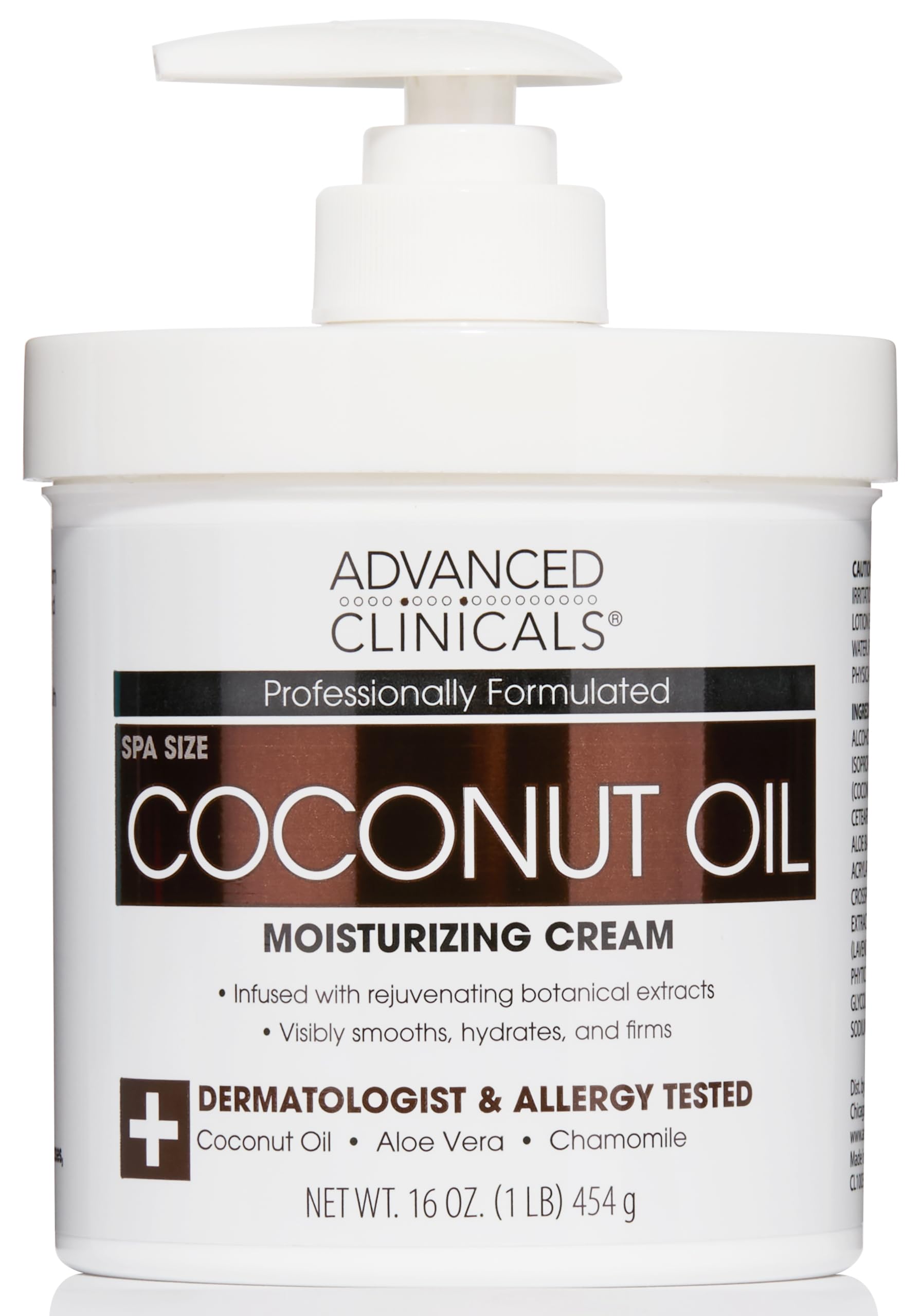 Advanced Clinicals Coconut Oil Body Cream jar highlights rich hydration for dry skin.