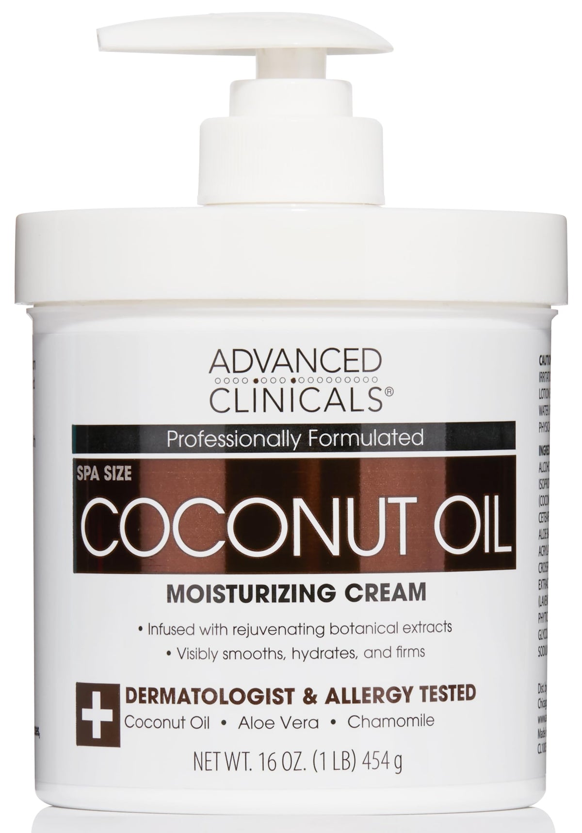 Advanced Clinicals Coconut Oil Body Cream jar highlights rich hydration for dry skin.