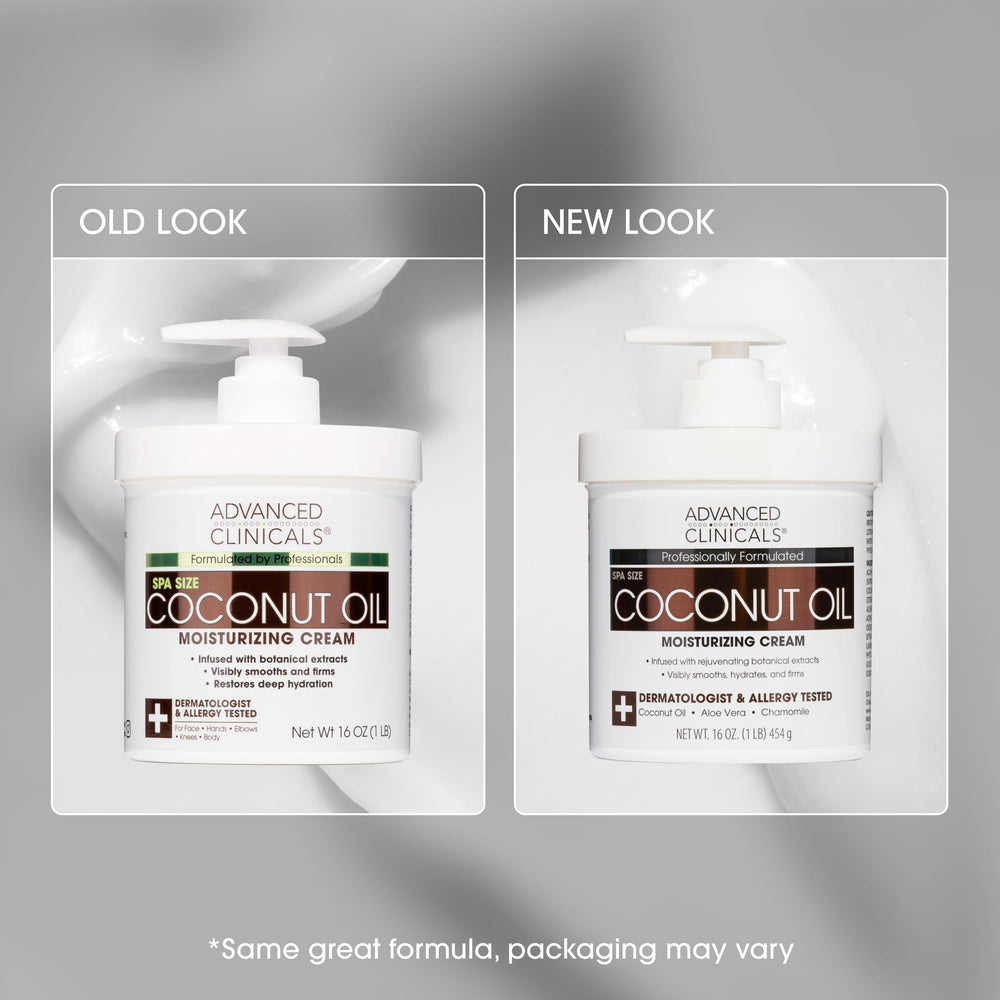 Person using Advanced Clinicals Coconut Oil Body Cream as part of routine.