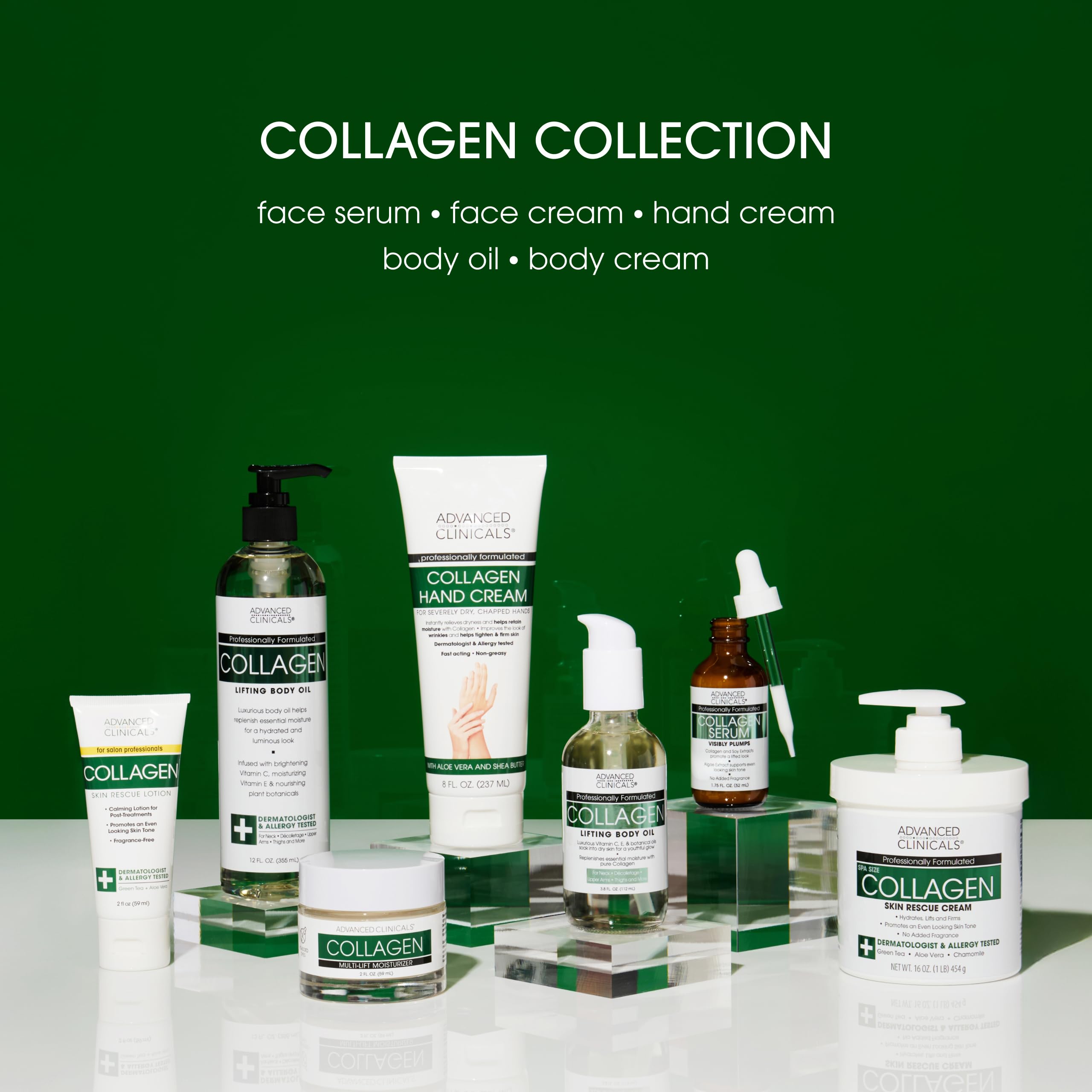 Advanced Clinicals Collagen Hand & Body Cream ingredients closeup showing plant-based blend.