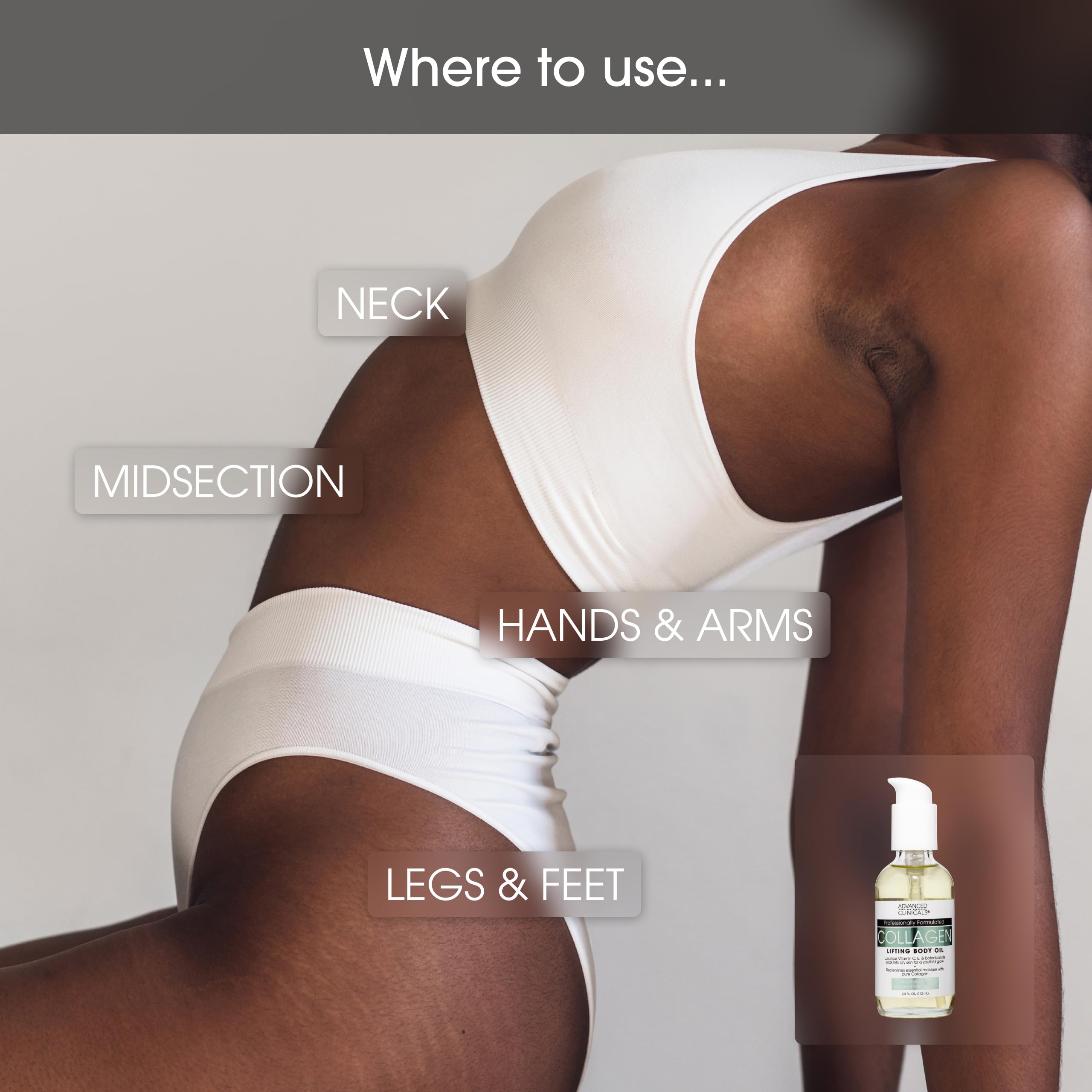After shower application of Advanced Clinicals Collagen Oil for refreshed skin