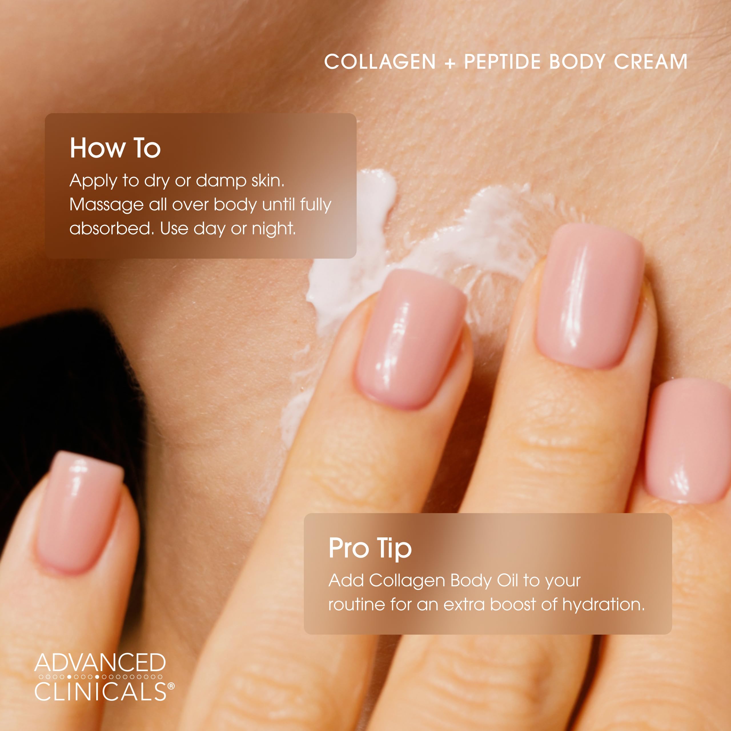 Hands applying collagen peptides face moisturizer for daily moisture boost.