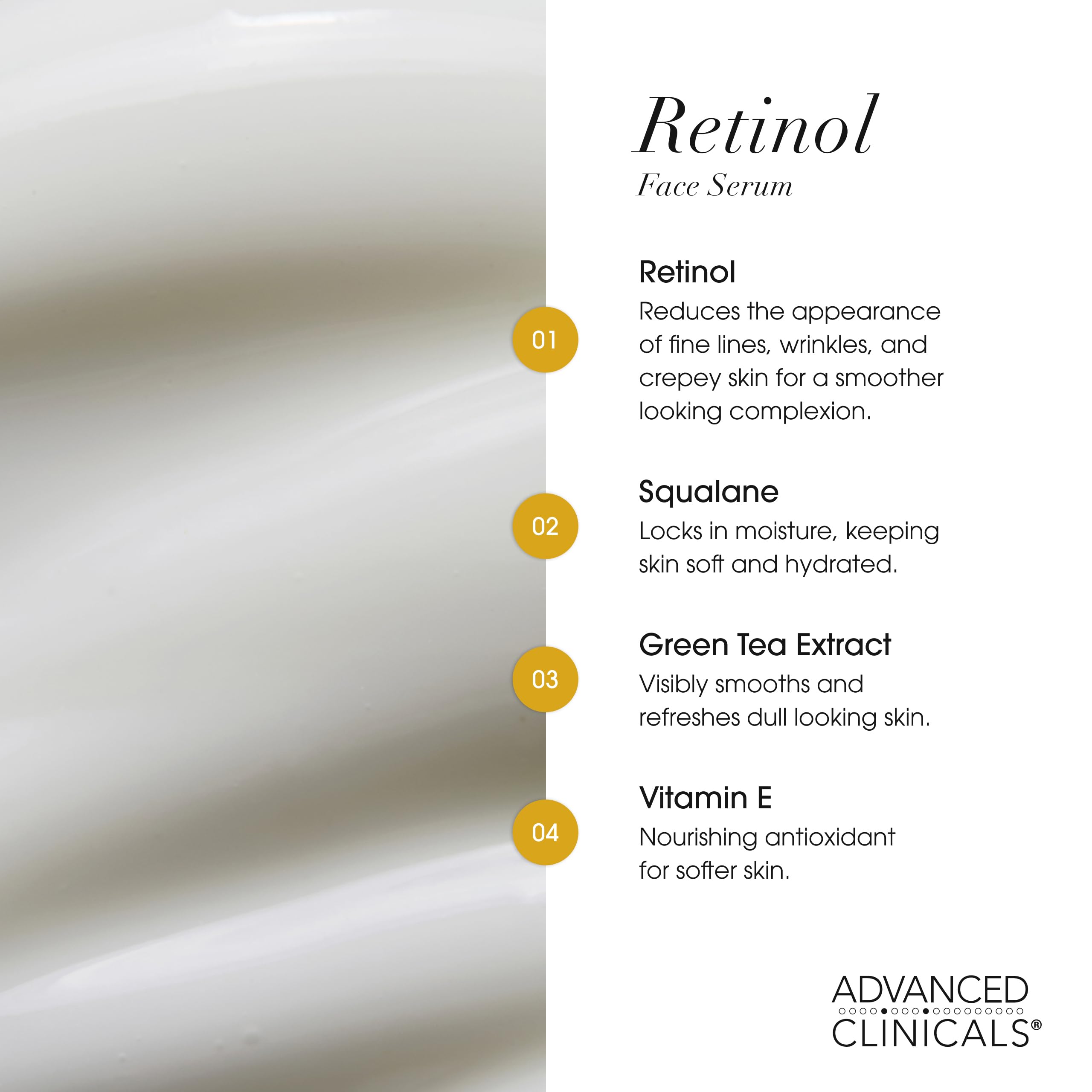 Advanced Clinicals collagen serum bottle provides hydration for smoother, radiant skin