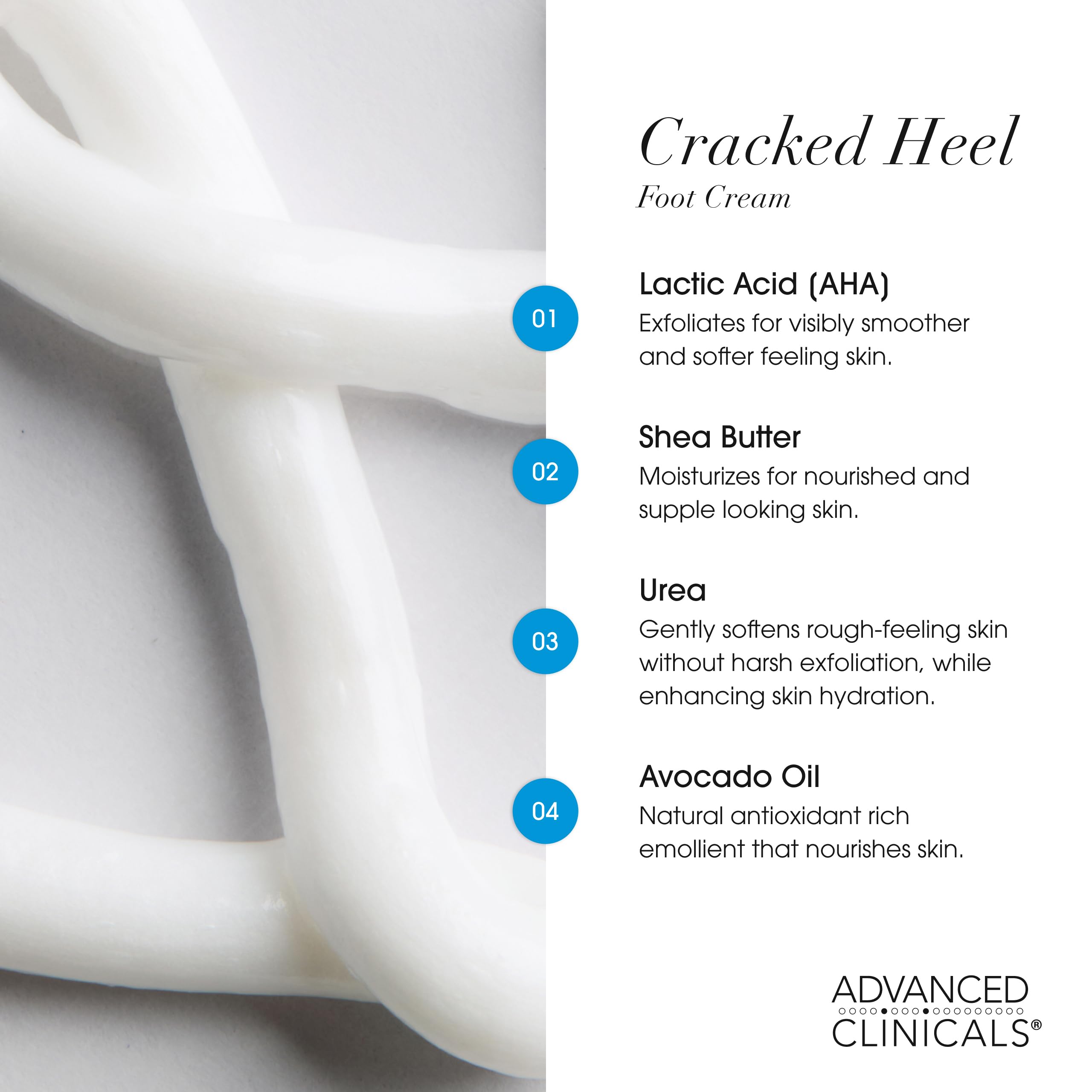 Applying Advanced Clinicals cracked heel cream to dry hands.
