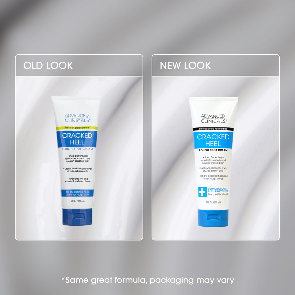 Avocado oil and aloe vera highlight in Advanced Clinicals cracked heel cream.
