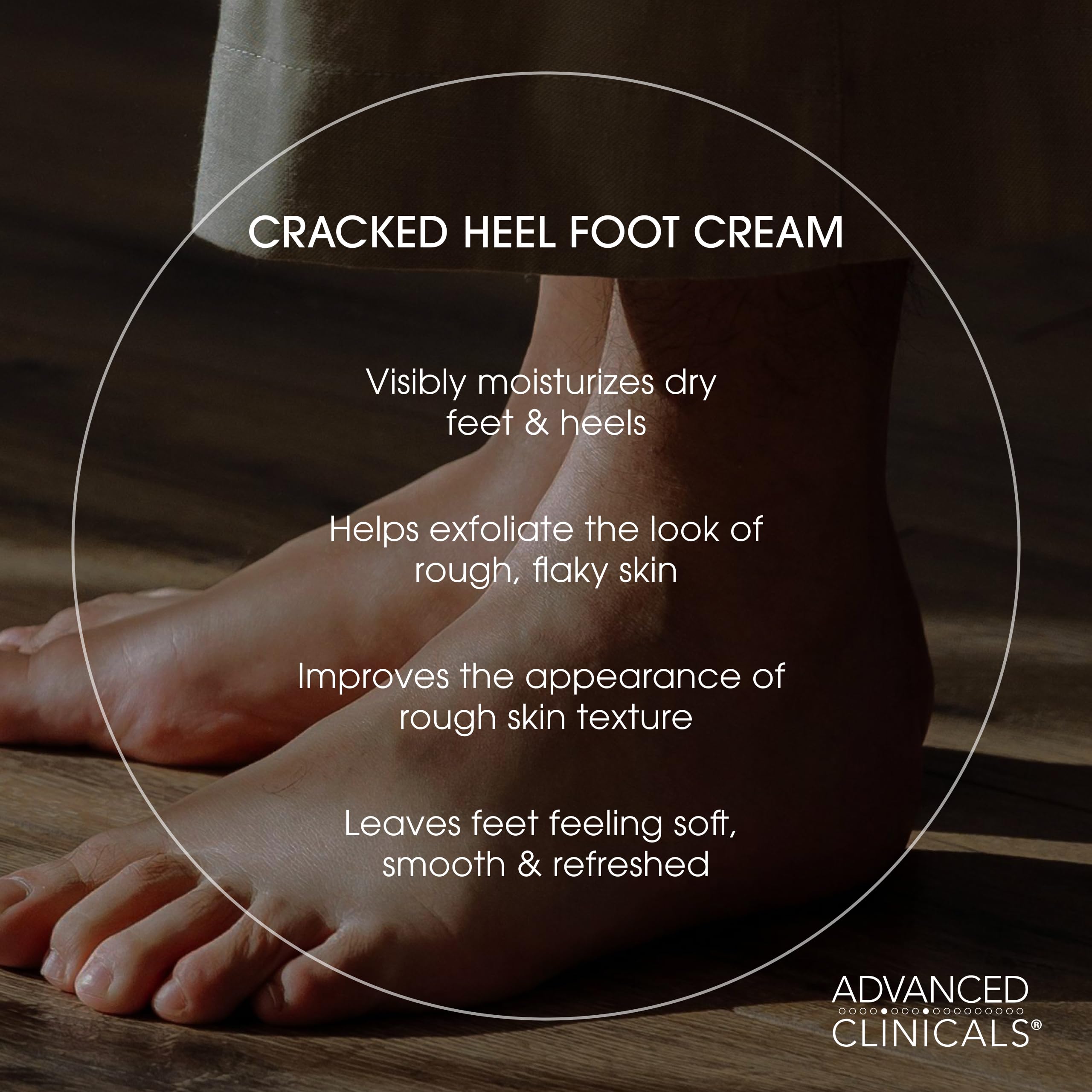 Advanced Clinicals cracked heel cream with shea butter texture close-up for nourished feet.