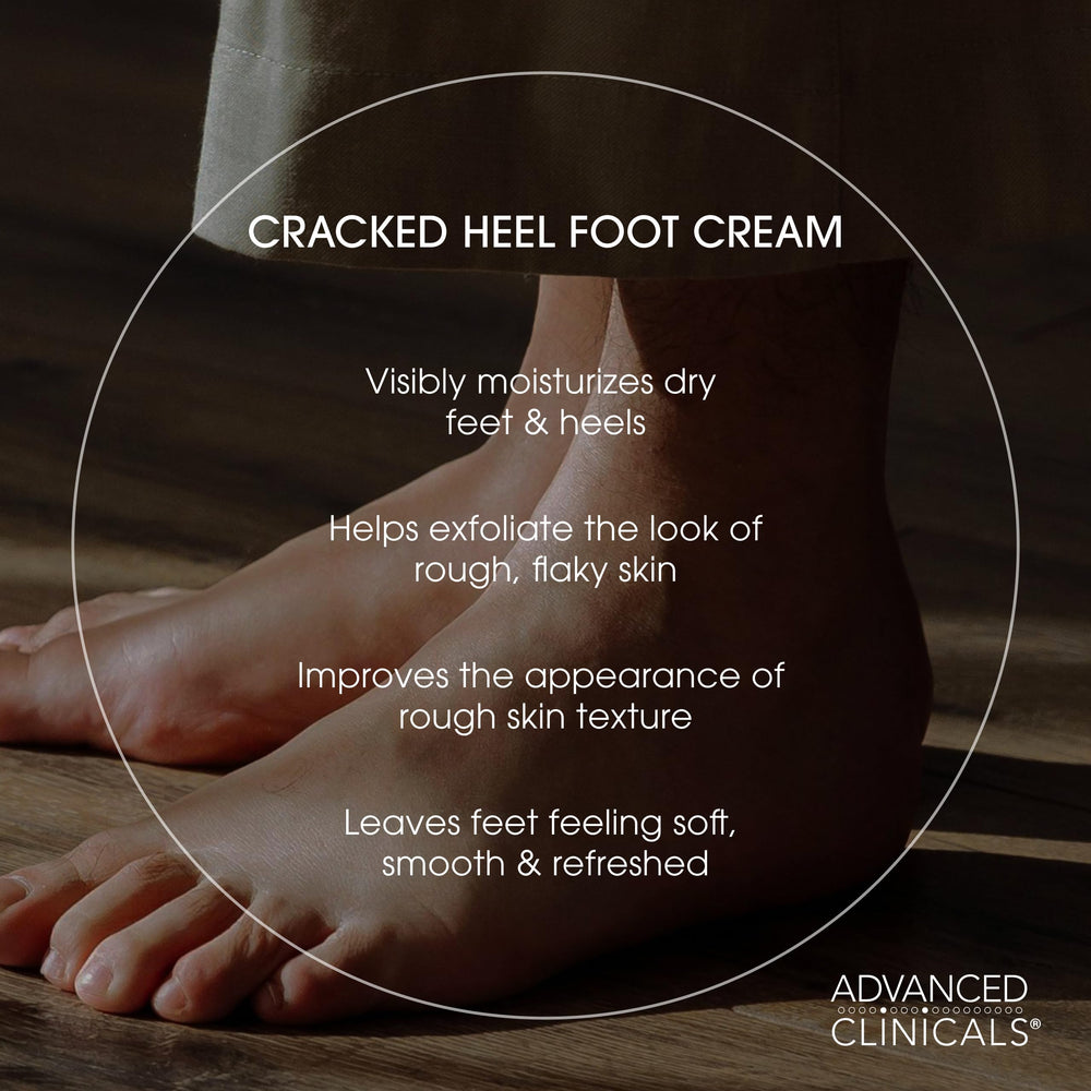 Advanced Clinicals cracked heel cream with shea butter texture close-up for nourished feet.