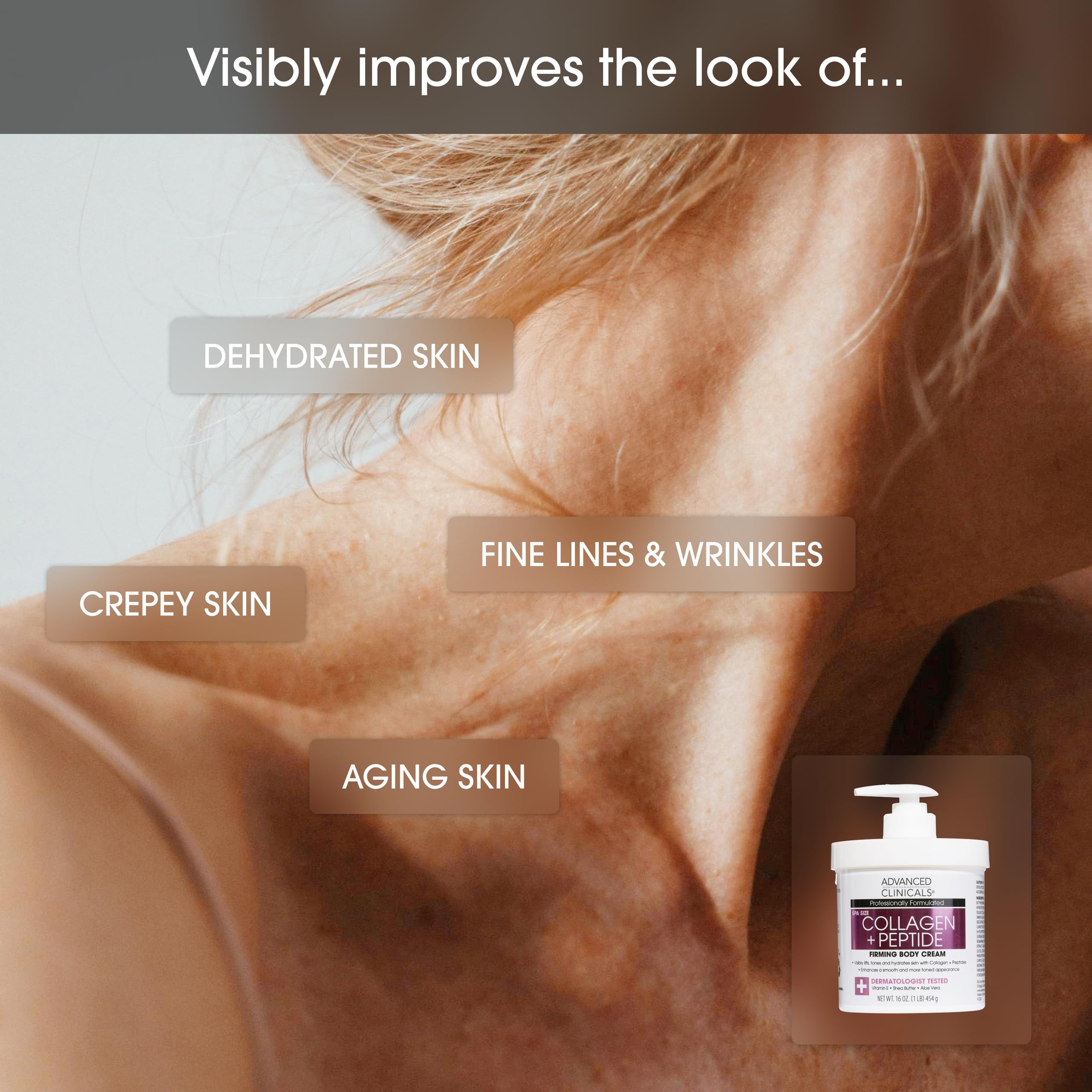 Advanced Clinicals cream texture close-up shows rich, non-greasy feel.