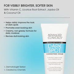 Advanced Clinicals Dark Spot Cream tube being applied for daily facial care.