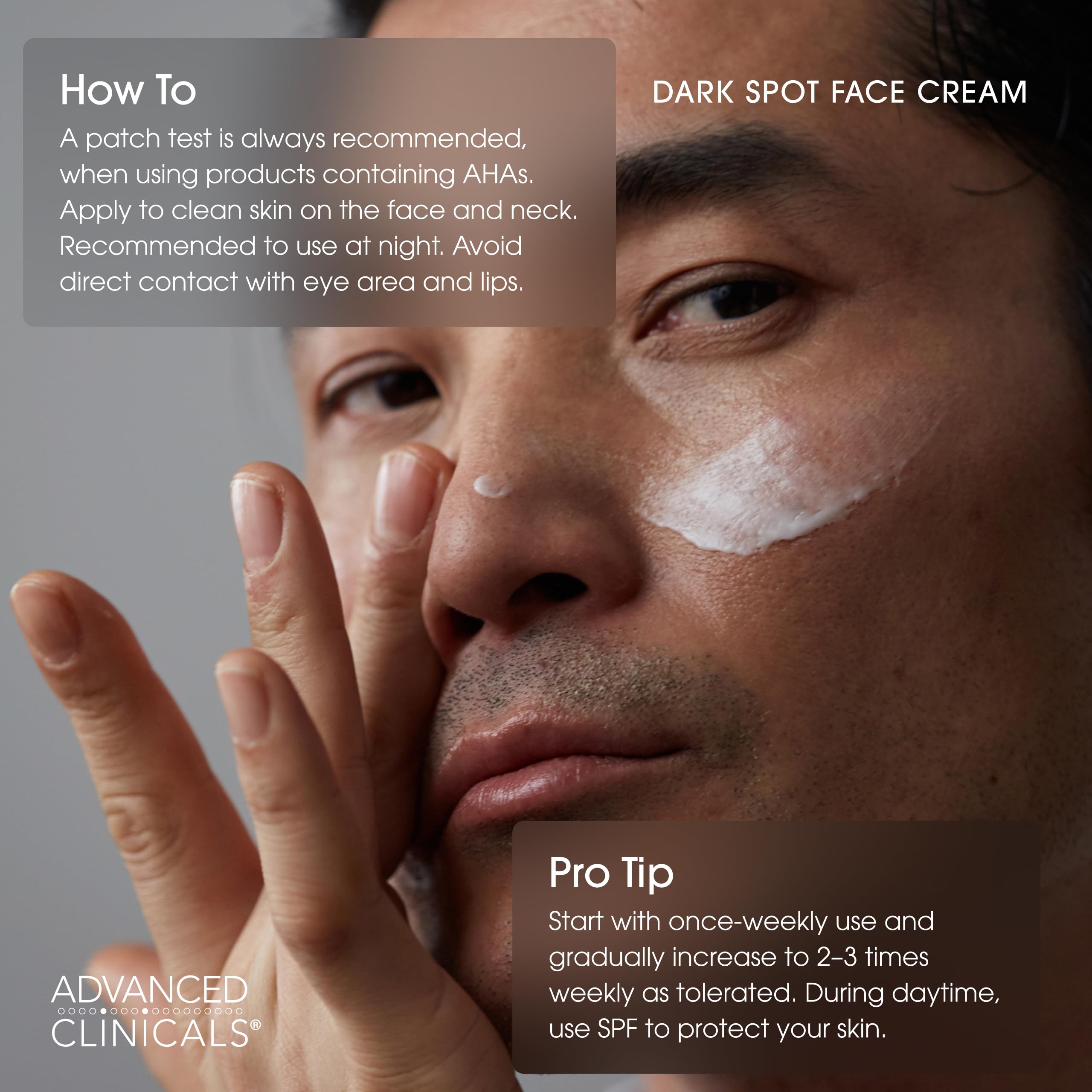 Advanced Clinicals cream on cheek shows smooth absorption