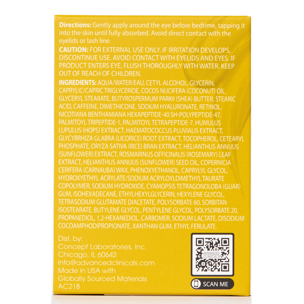 Advanced Clinicals packaging shows dermatologist-tested formula made in the Midwest.