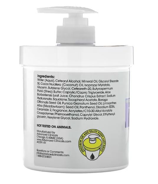 Advanced Clinicals dermatologist-tested label signals skin-safe formula