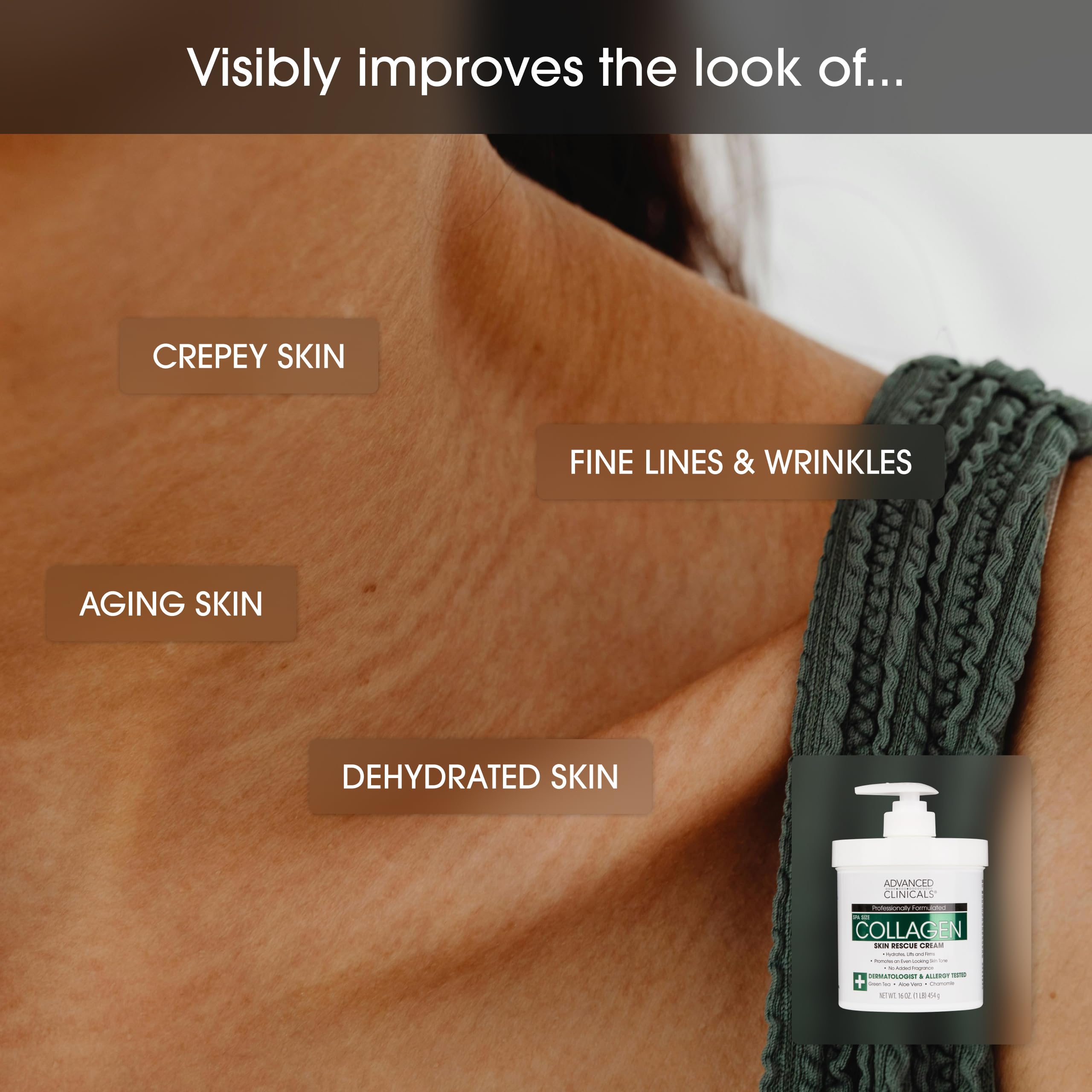 Advanced Clinicals Retinol Body Lotion and Collagen Cream duo displayed together