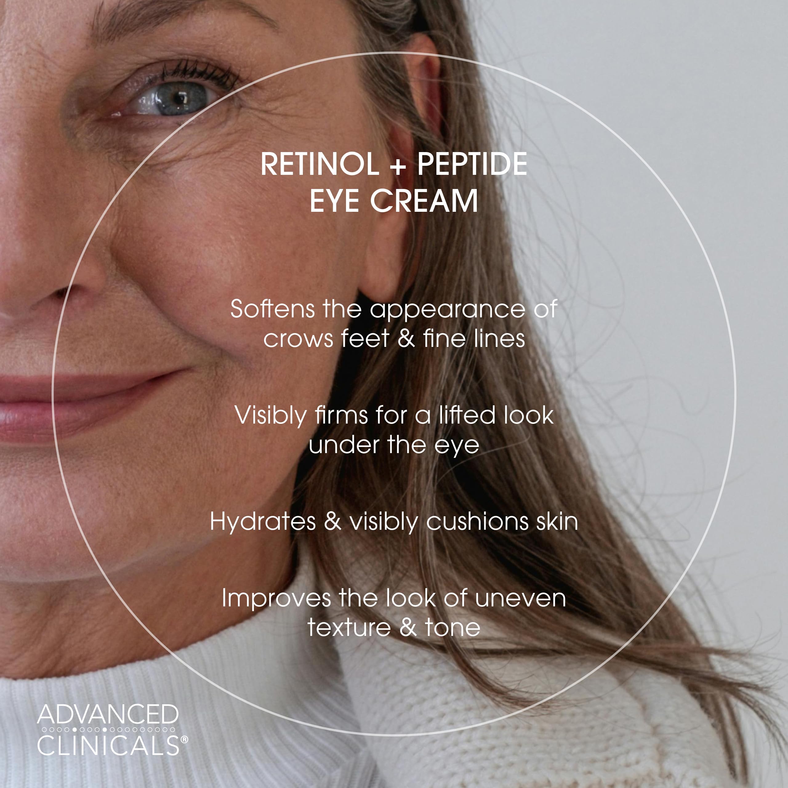 Advanced Clinicals rich eye moisturizer delivers deep hydration for a refreshed appearance.