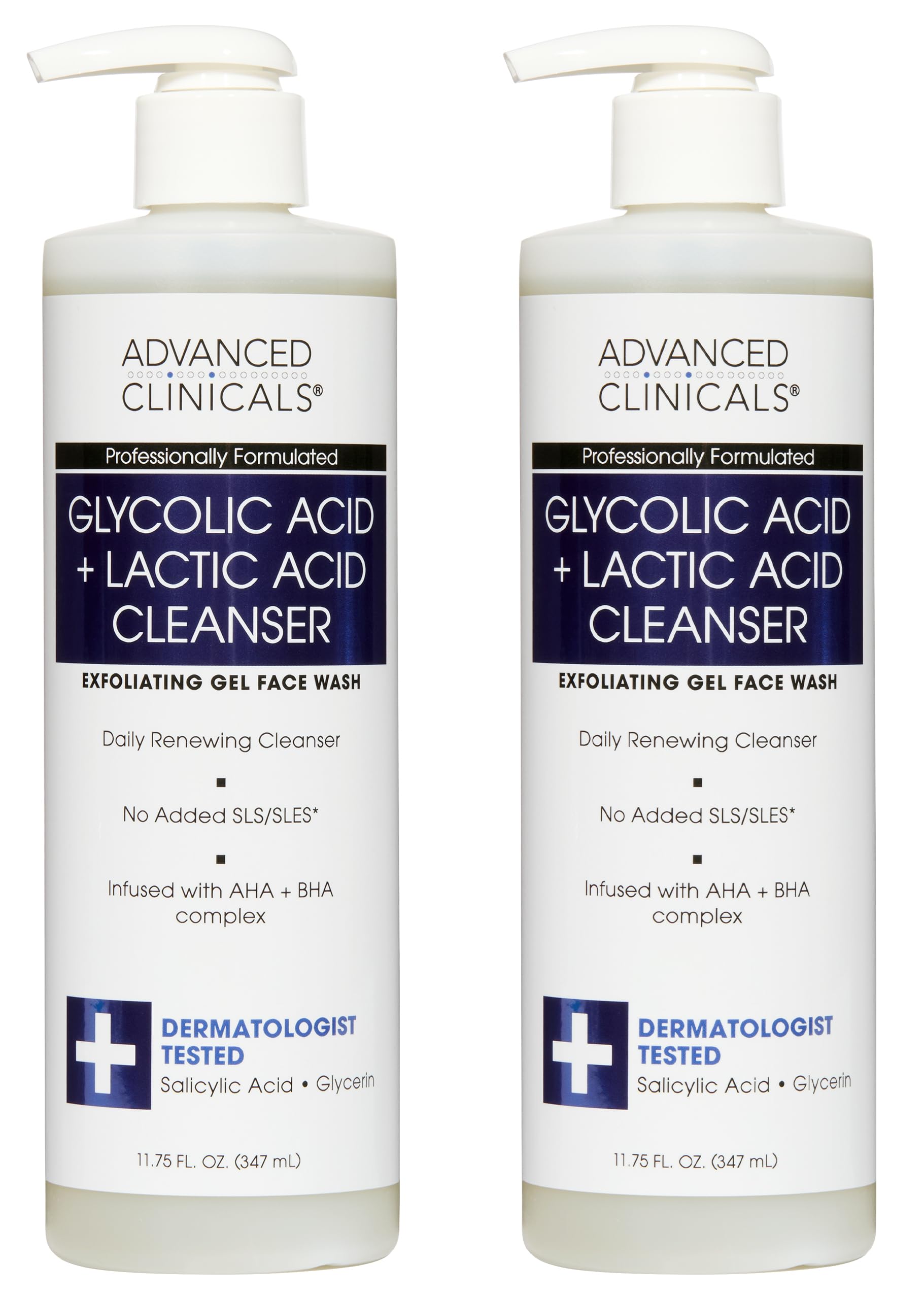 Advanced Clinicals glycolic exfoliating face wash bottle pour for daily cleansing