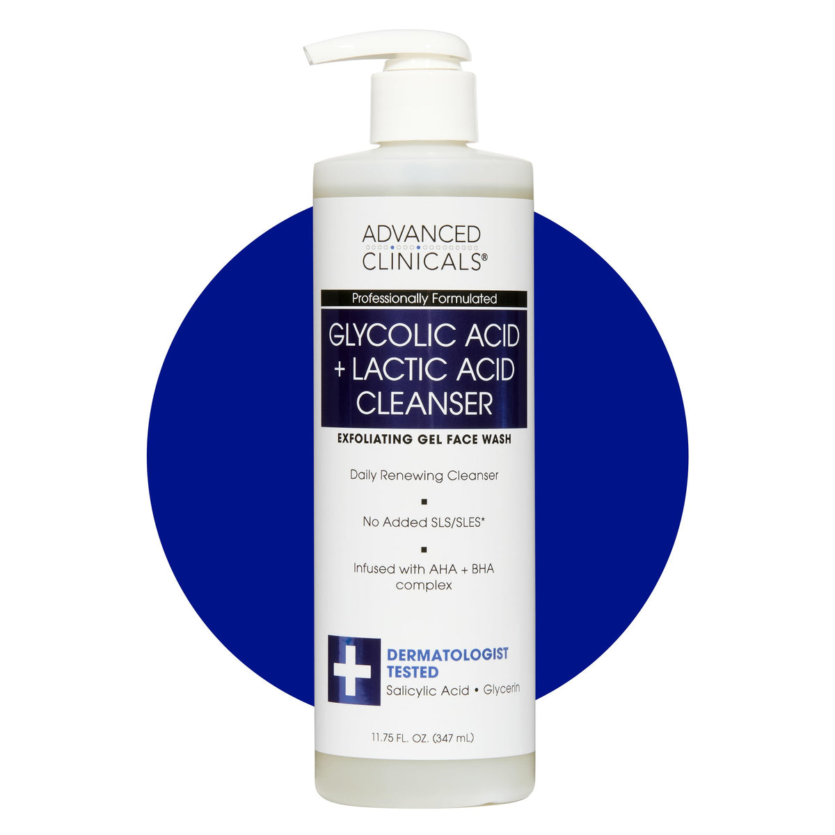Advanced Clinicals Glycolic Face Wash bottle for daily cleansing and gentle exfoliation.