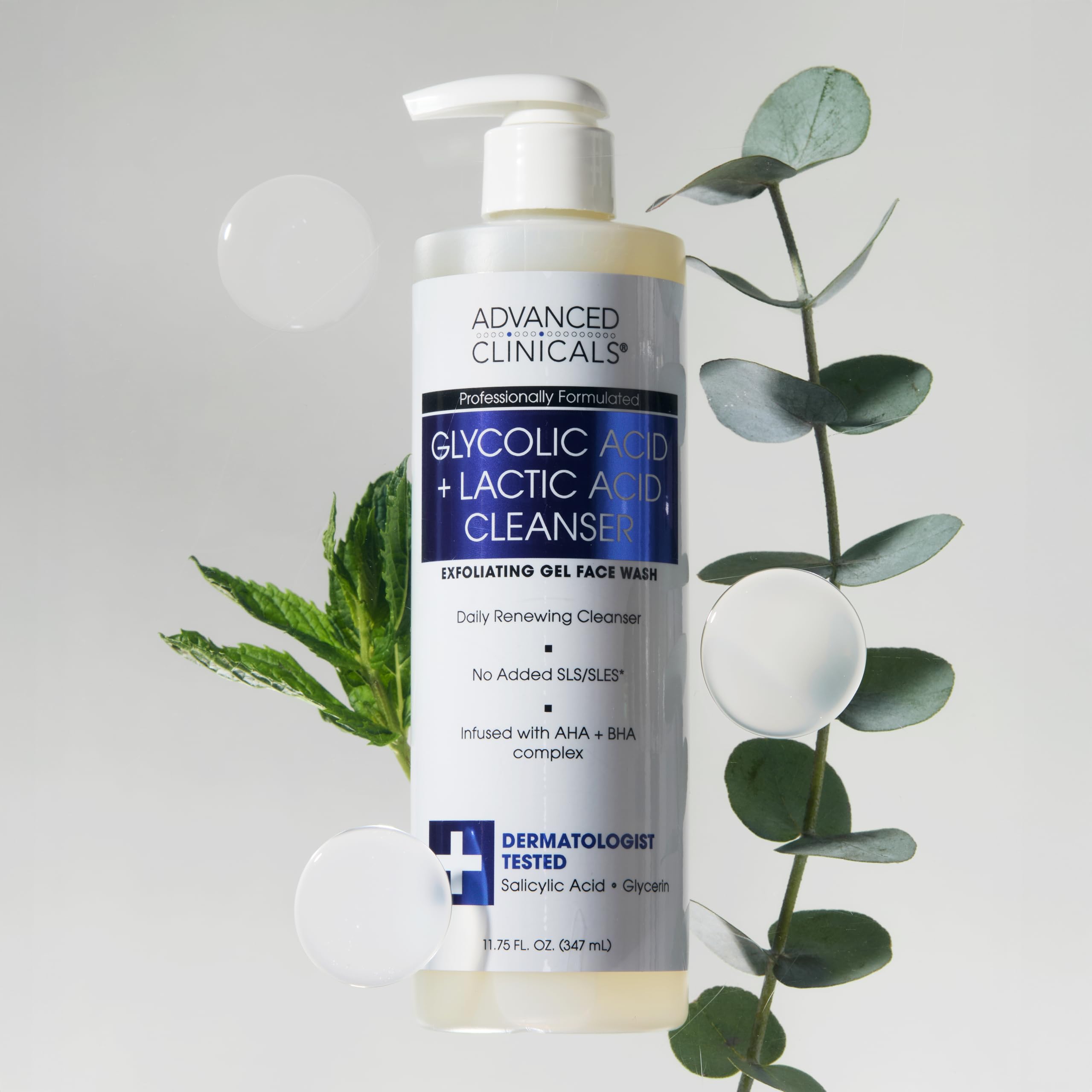 Advanced Clinicals Glycolic Face Wash eucalyptus oil adds cooling aroma during cleanse.