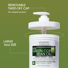 Advanced Clinicals green coffee bean oil cream closeup highlights rich hydration.