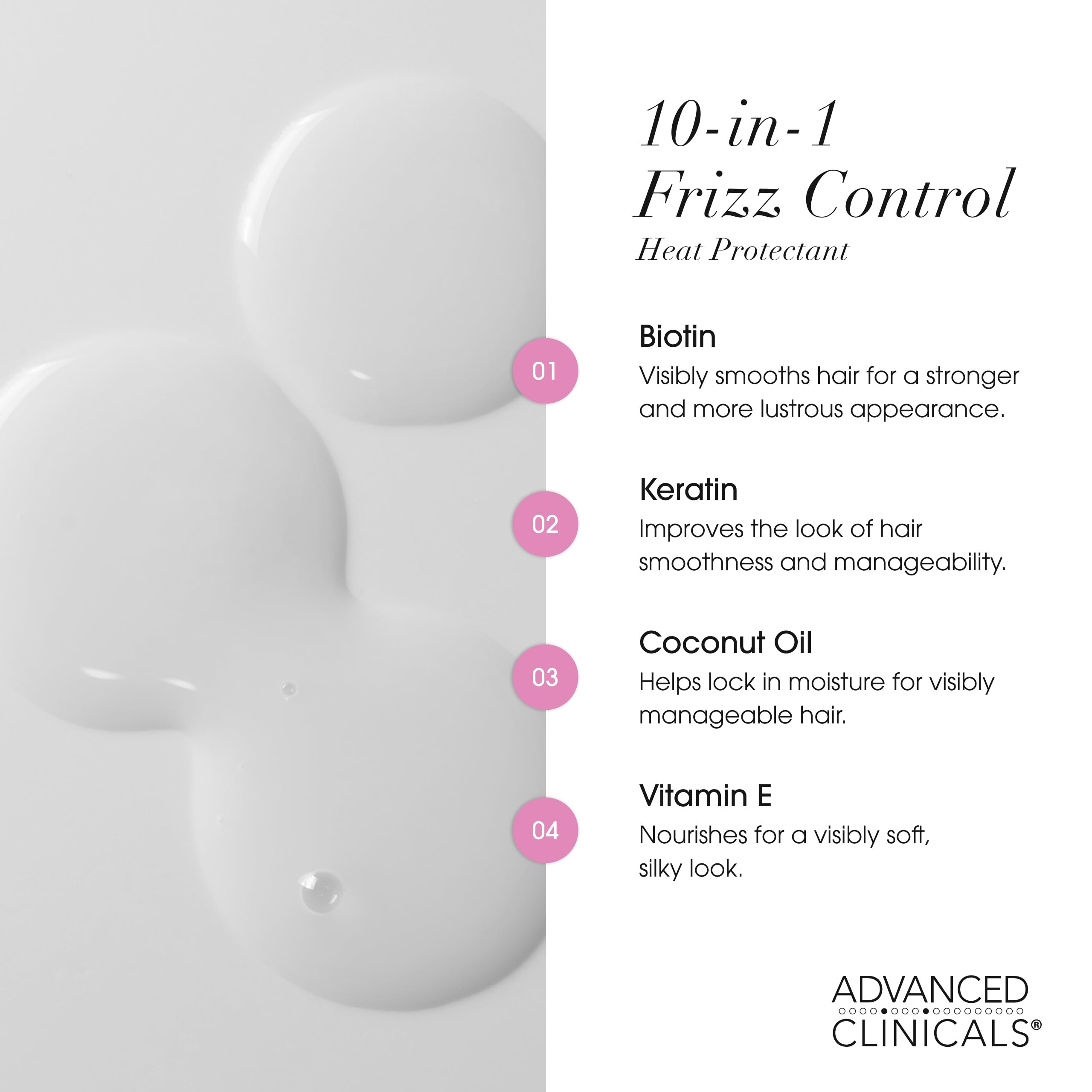 Advanced Clinicals detangles hair with lightweight conditioning before styling