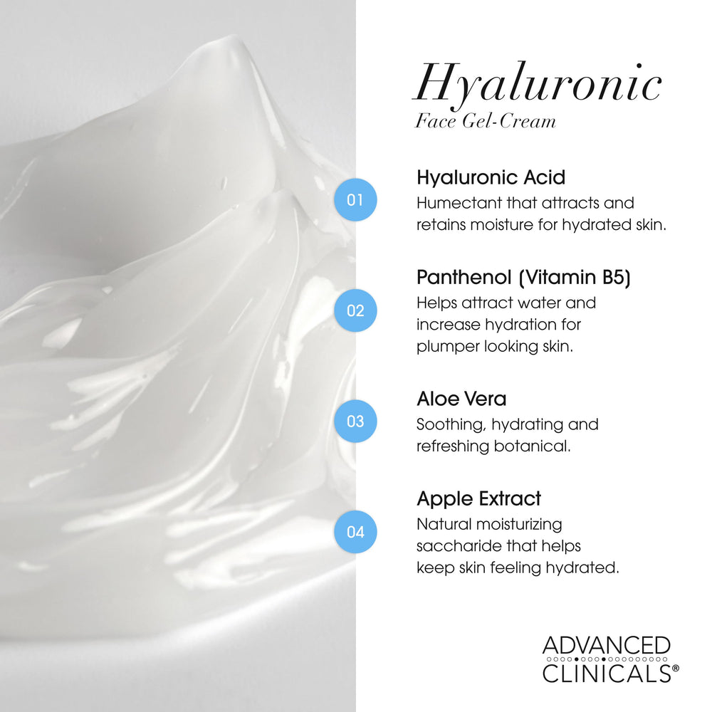 Advanced Clinicals Hyaluronic Acid Body Cream close-up showing velvety moisturization.