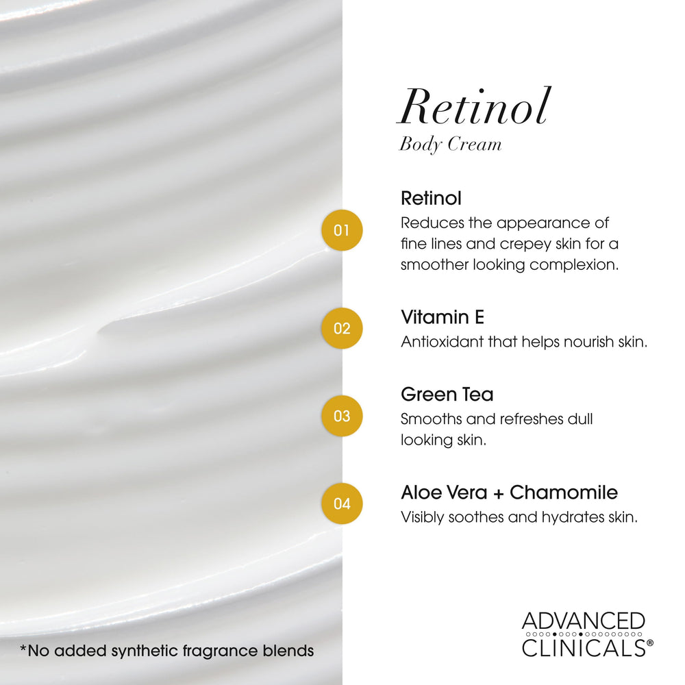 Advanced Clinicals Hyaluronic Acid Body Cream swirl emphasizes plumping moisture.
