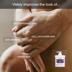 Advanced Clinicals hyaluronic acid body lotion texture swatch demonstrates deep hydration.