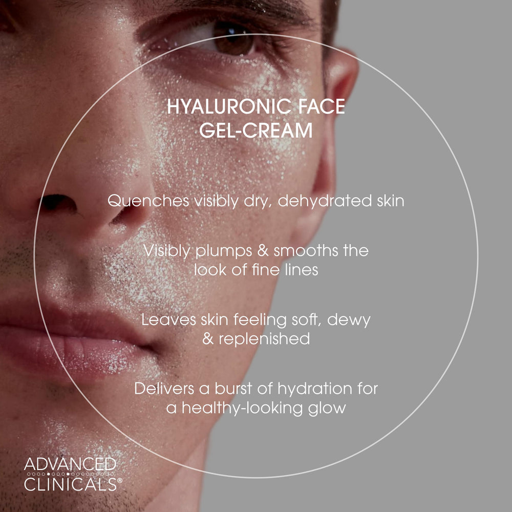 Advanced Clinicals HA gel texture applied for even, dewy skin finish.