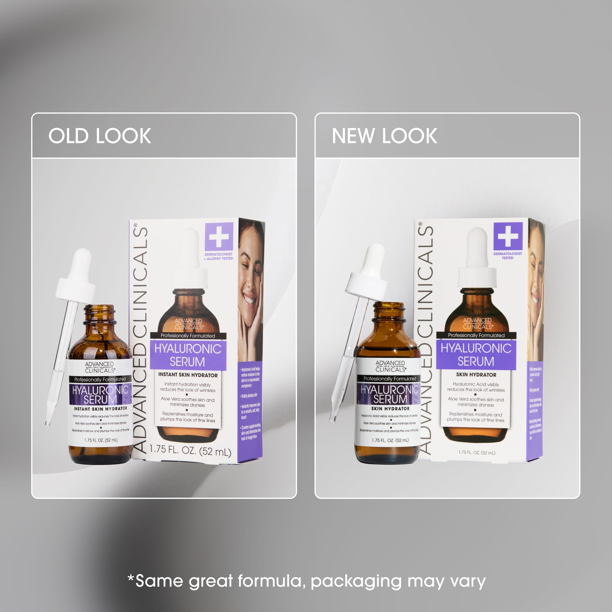 Dermatologist-tested Advanced Clinicals serum as part of daily skincare.