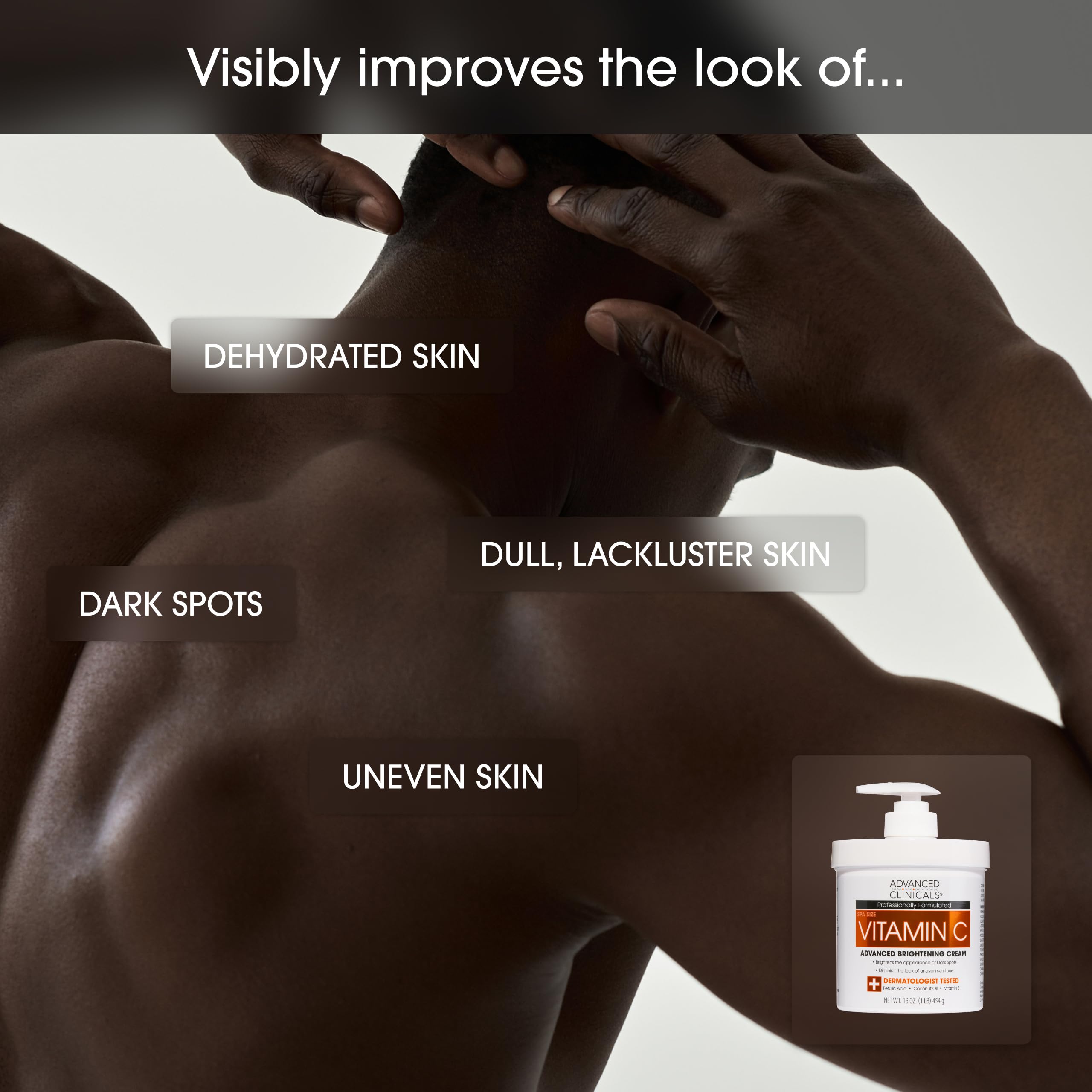 Advanced Clinicals Ingredients label close-up showcasing science-backed skincare.